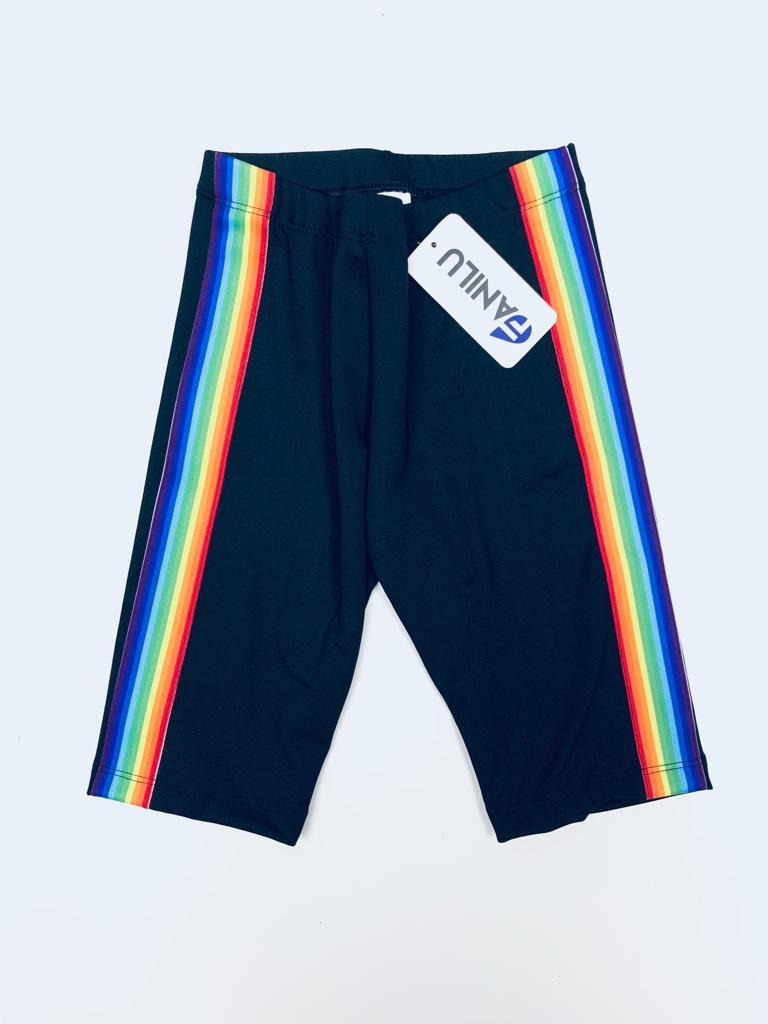Stripe Rainbow Black Shorts-Legging-Fanilu 