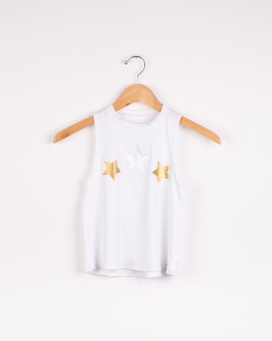 Stars Silver and Gold White Tank-Tanks-Fanilu 