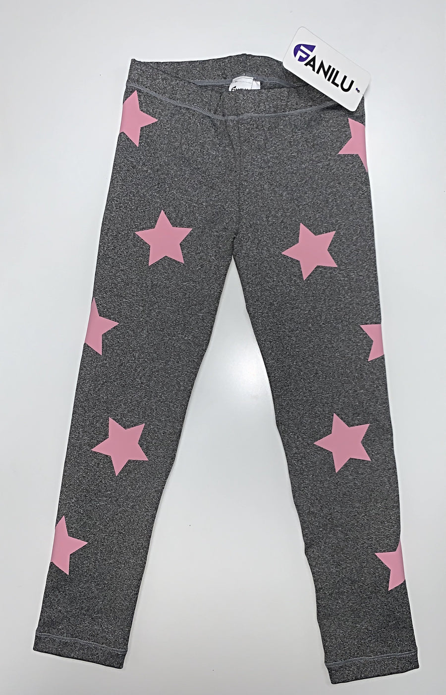 Stars Pink Grey Leggings-Legging-Fanilu 