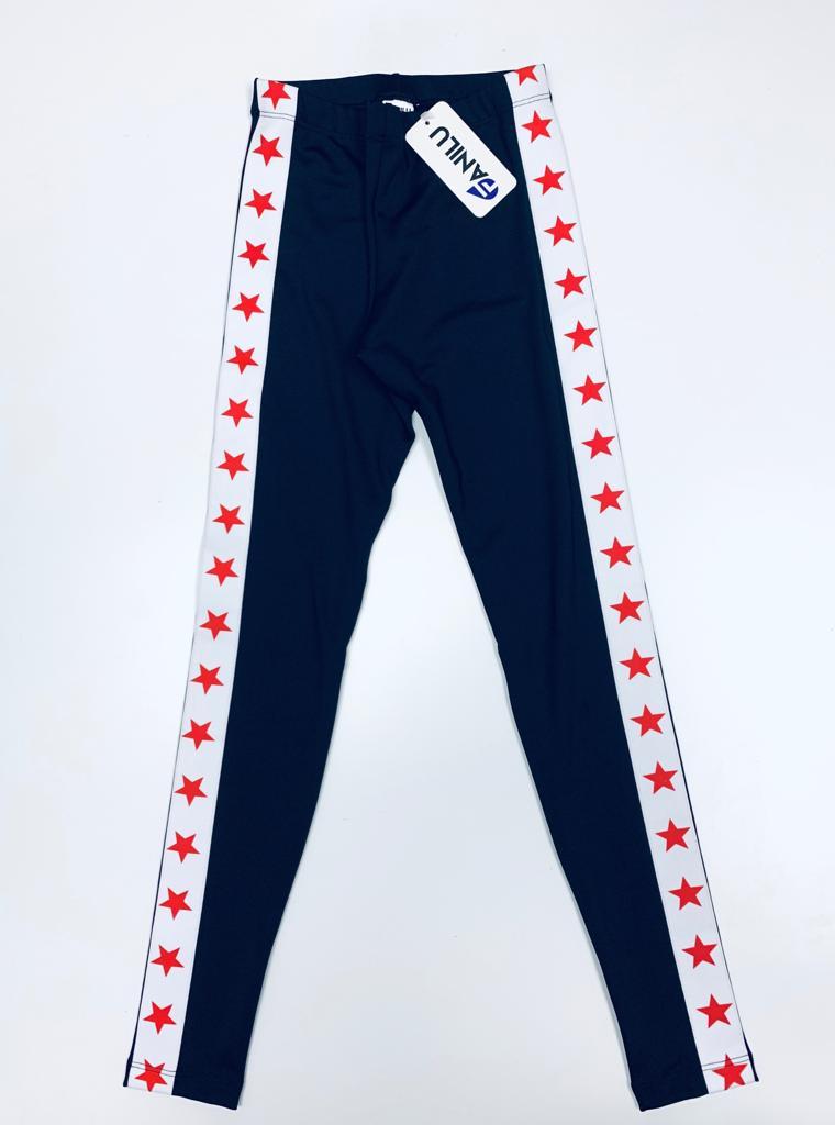 Stripe Red Stars Black Leggings-Legging-Fanilu 