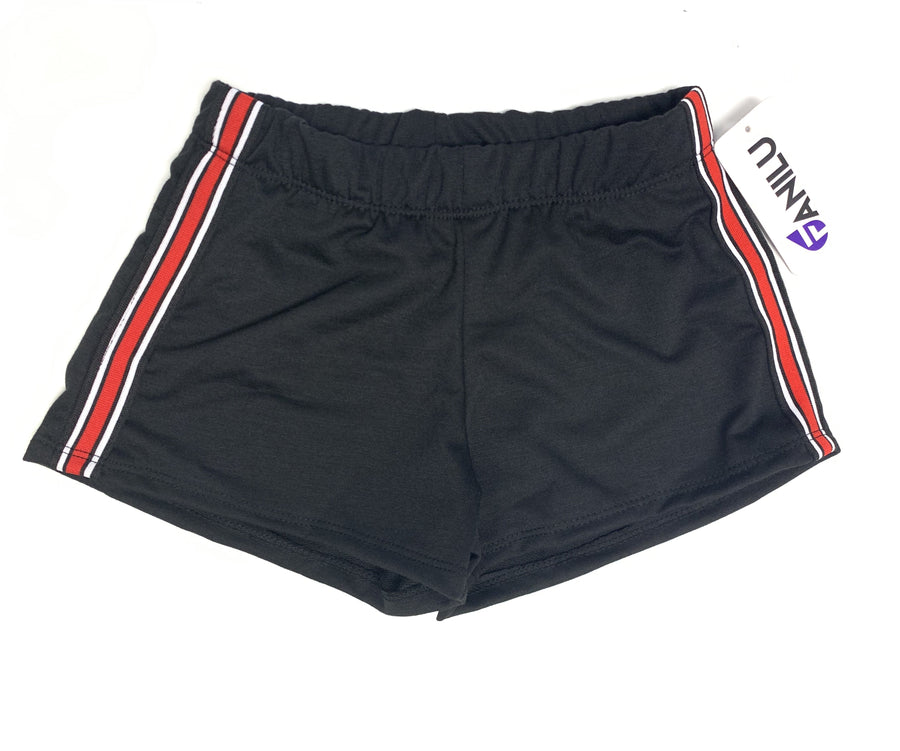 Stripe Side Shorts Black and Red-Fanilu 