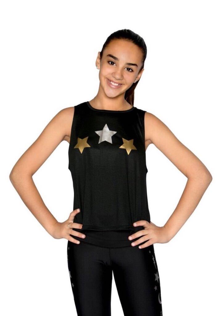 Stars Silver and Gold Black Tank-Tanks-Fanilu 