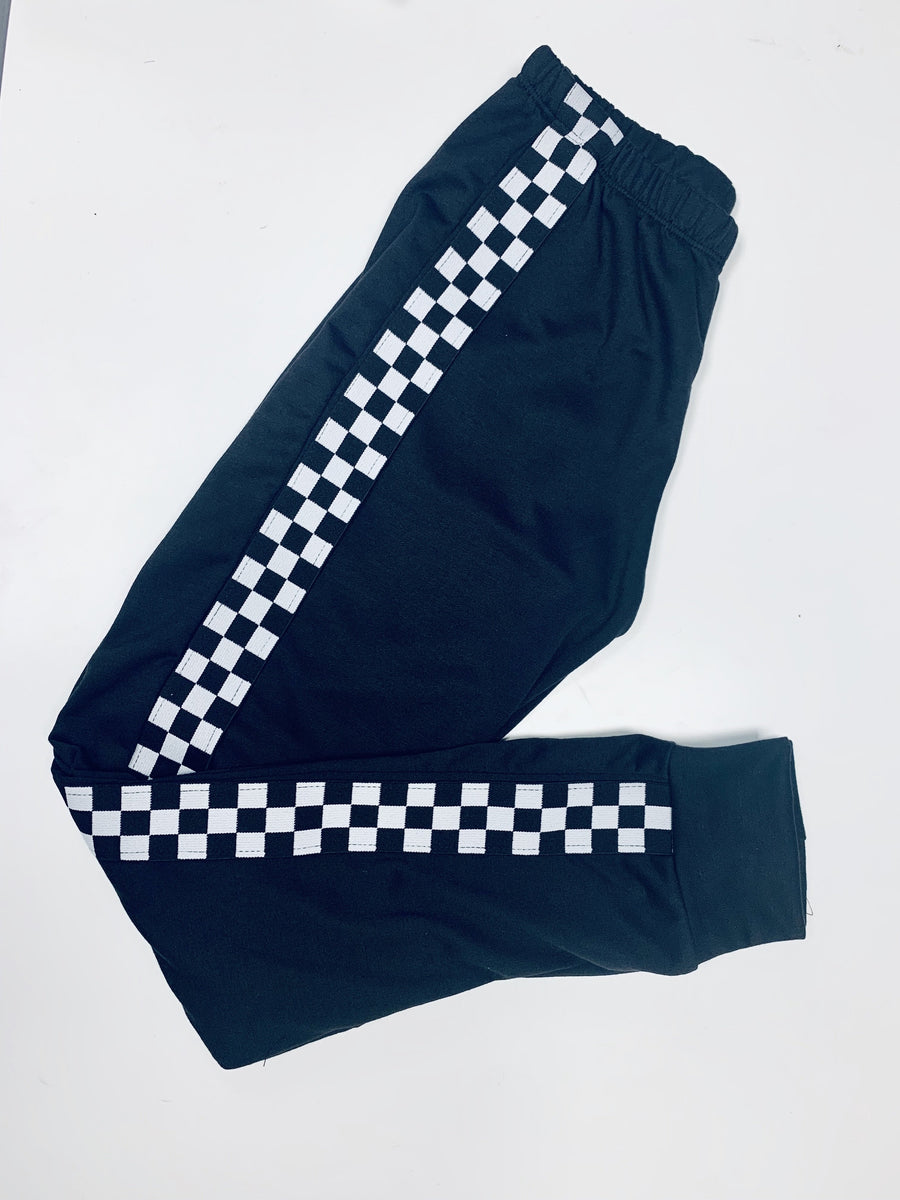 Jogger Black Checkers Stripe-Fanilu 