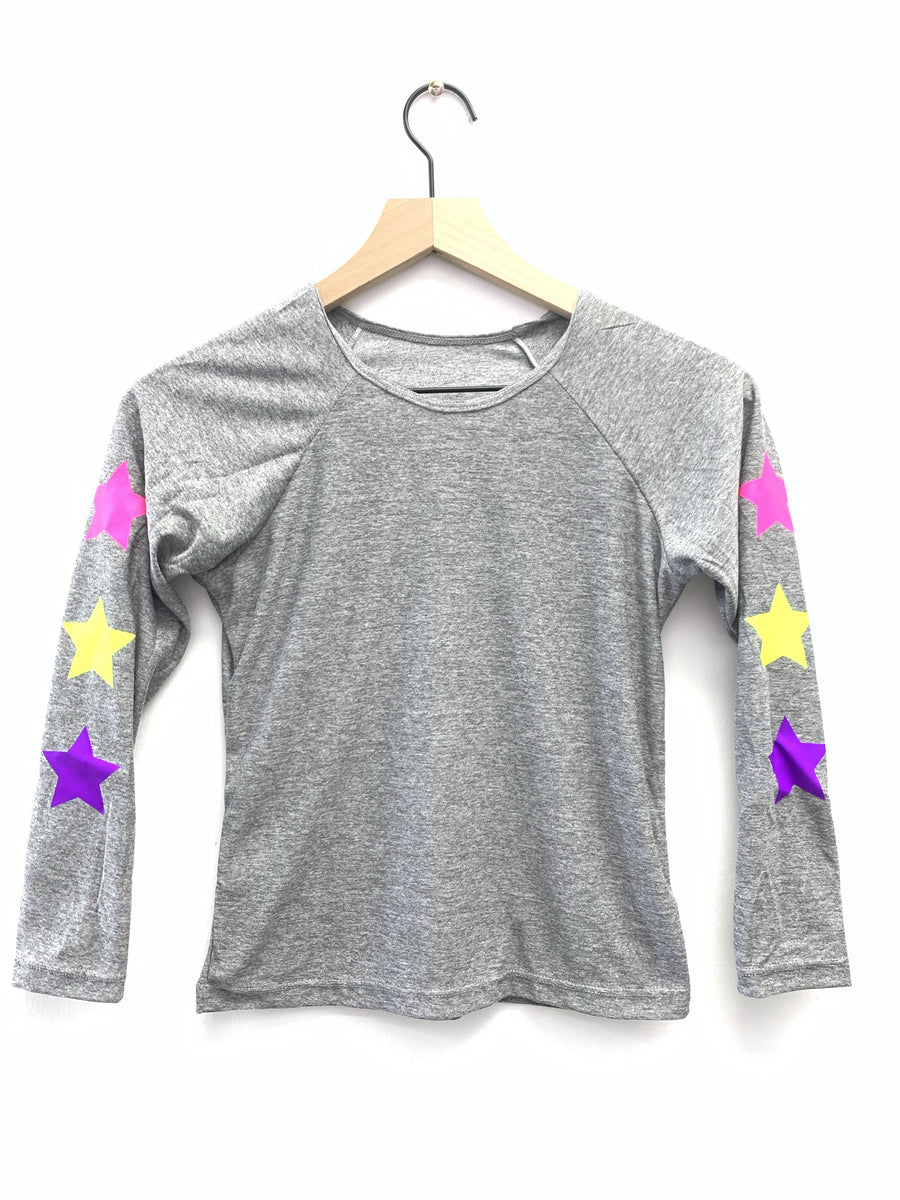 Stars Neon Long Sleeve Grey Tank-Fanilu 